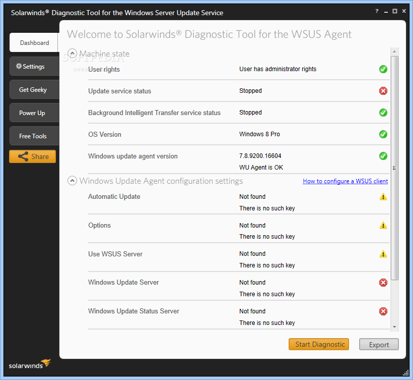 SolarWinds Diagnostic Tool for the Windows Server Update Service