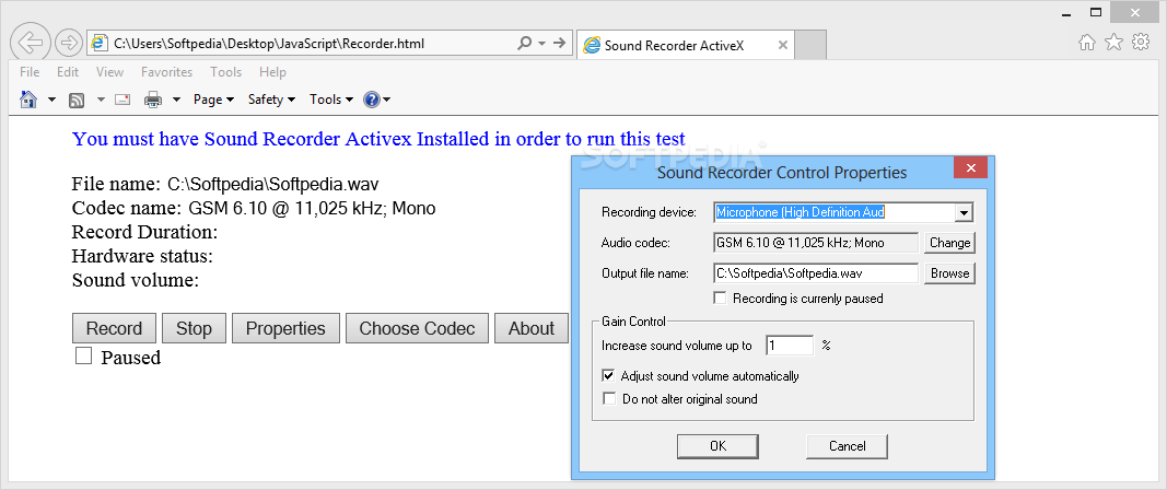 Sound Recorder ActiveX