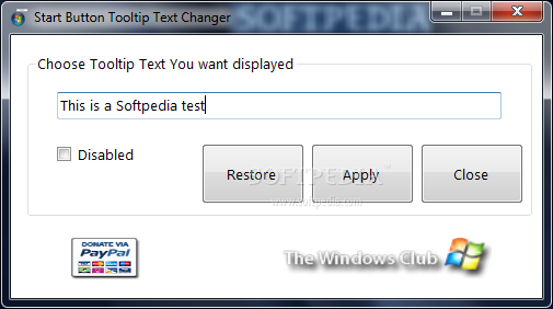 Start Button Tooltip Text Changer