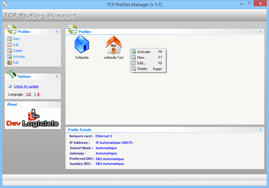 TCP Profiles Manager