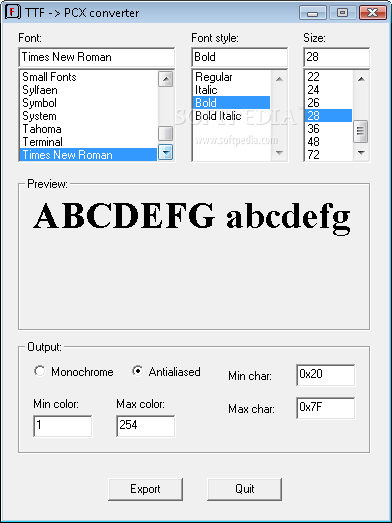 TTF to PCX Converter