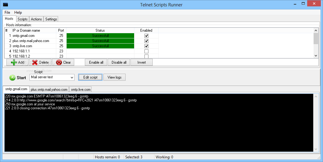 Telnet Scripts Runner