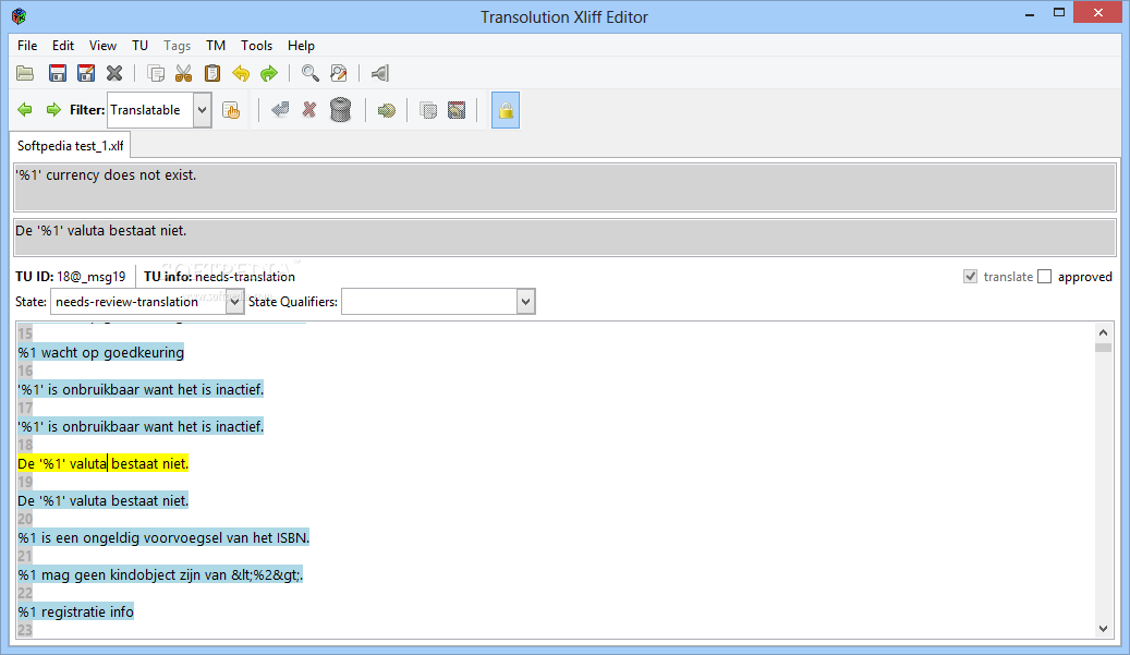 Transolution Xliff Editor