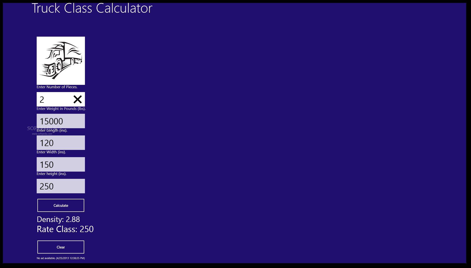 Truck Class Calculator for Windows 8