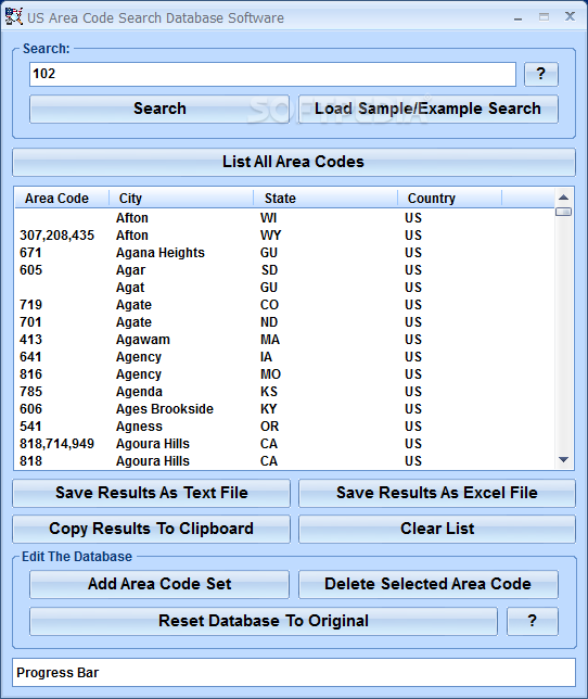 US Area Code Search Database Software