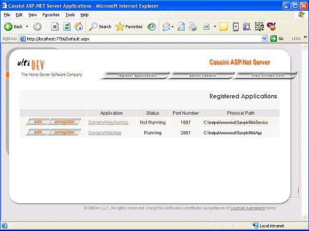 UltiDev Cassini Web Server for ASP.Net 2.0