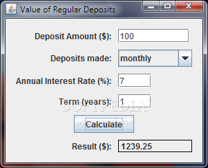 Value of Regular Deposits Calculator