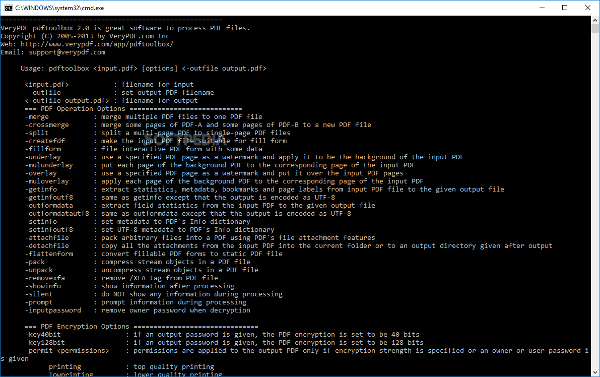 VeryPDF PDFToolbox Command Line
