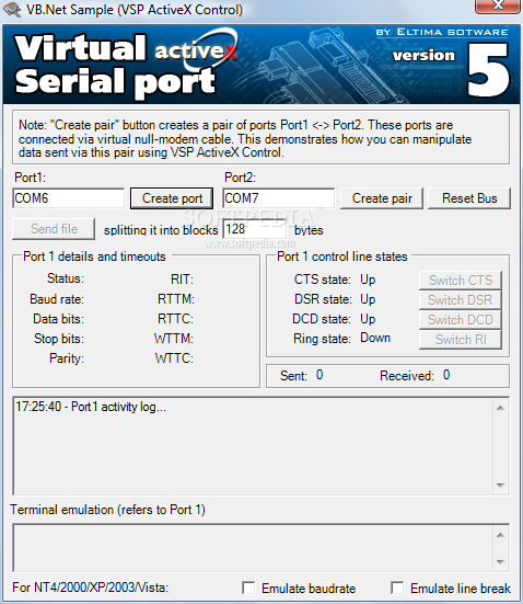 Virtual Serial Port ActiveX Control