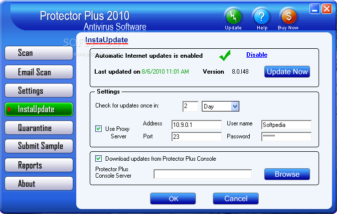 Virus Database Update for Protector Plus