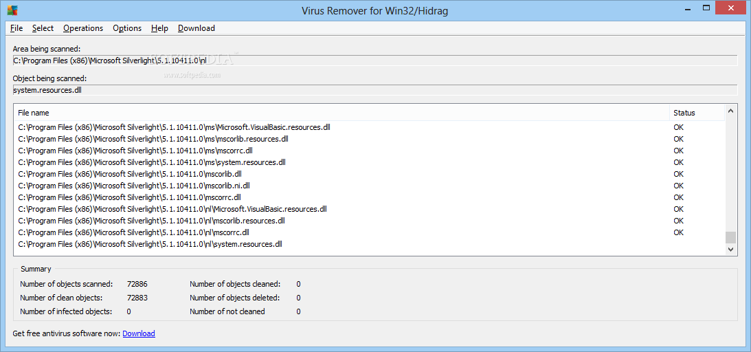 Virus Remover for Win32/Hidrag