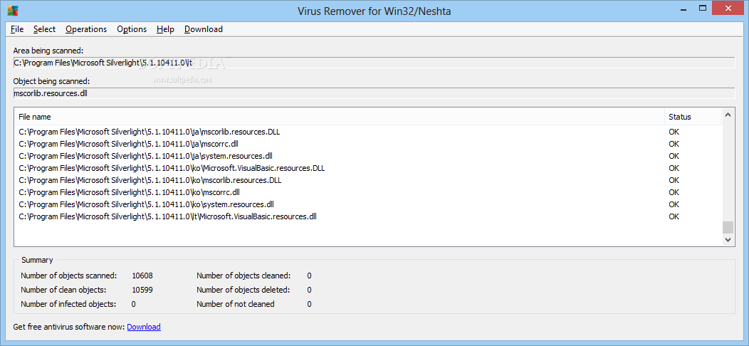 Virus Remover for Win32/Neshta