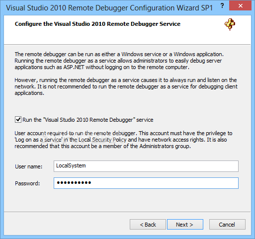 Visual Studio Remote Debugger