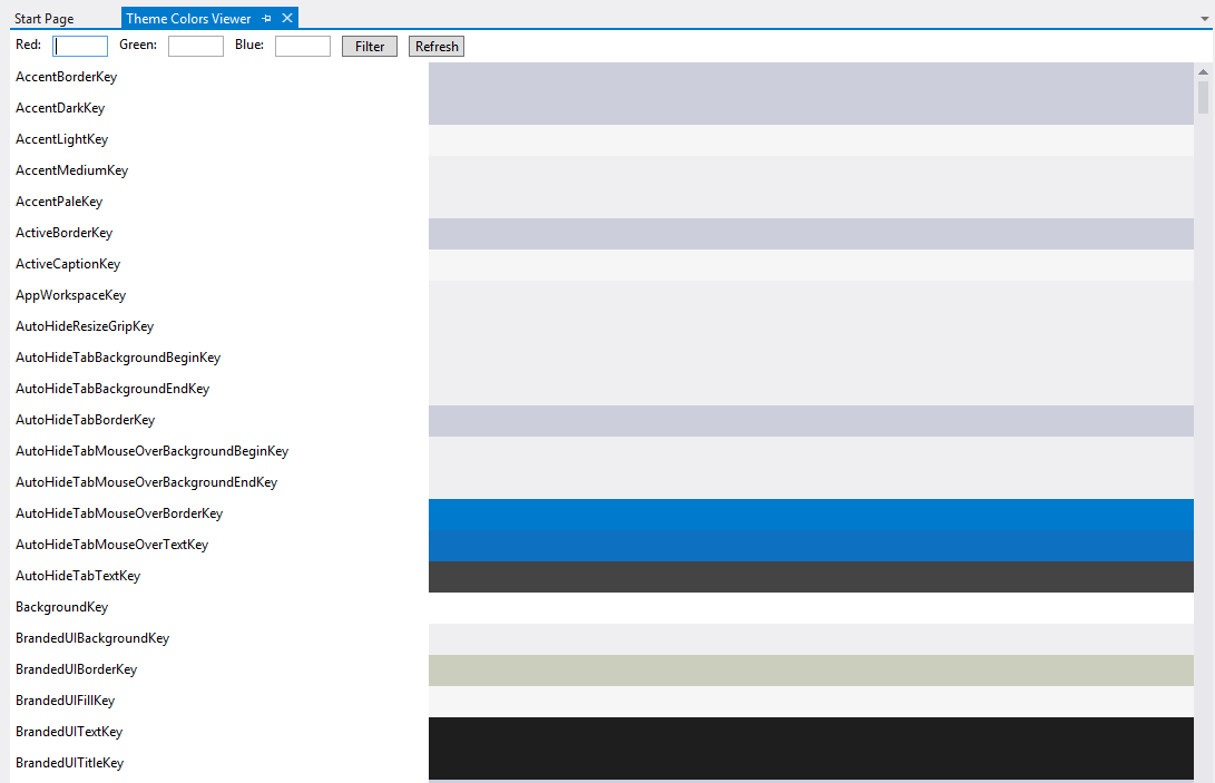 Visual Studio Theme Colors Viewer