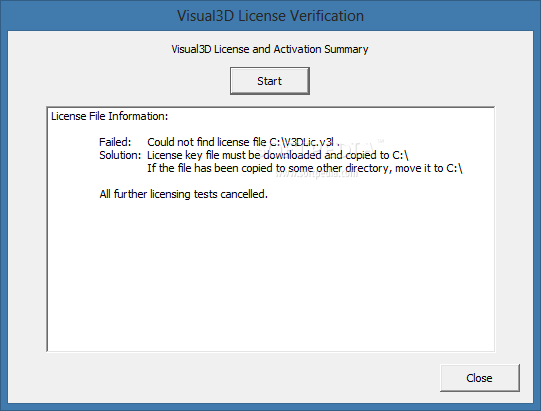 Visual3D License Verification