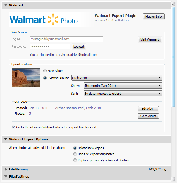 Walmart Export Plugin for Lightroom (USA)
