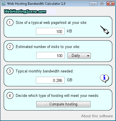 Web Hosting Bandwidth Calculator
