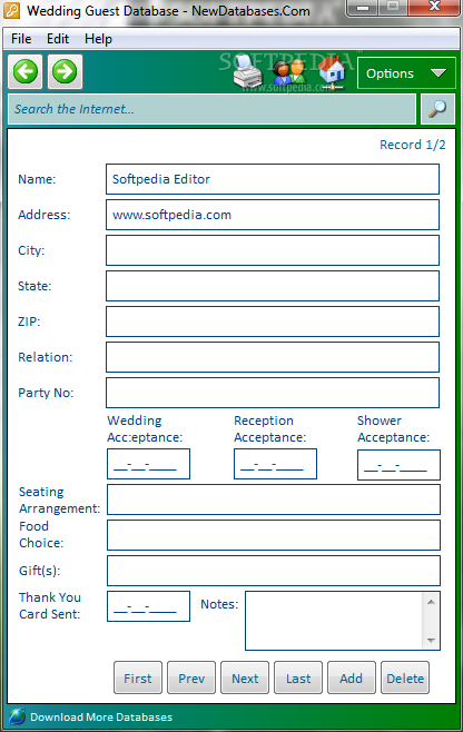 Wedding Guest Database