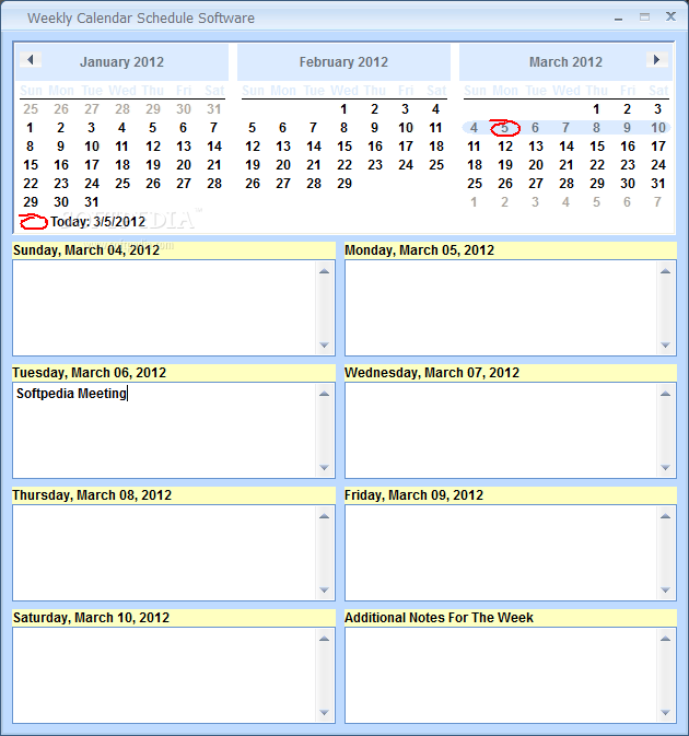 Weekly Calendar Schedule Software