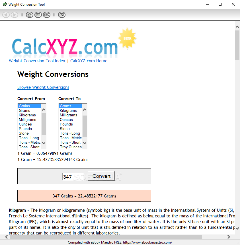 Weight Conversion Tool