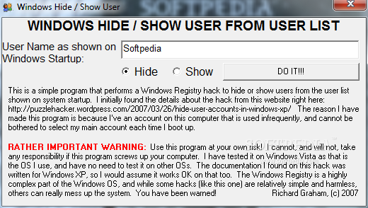 Windows Hide / Show User (formerly WiHi Shus)