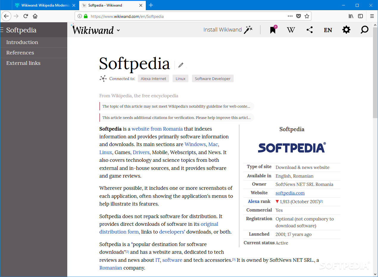 Wikiwand: Wikipedia Modernized - for Firefox