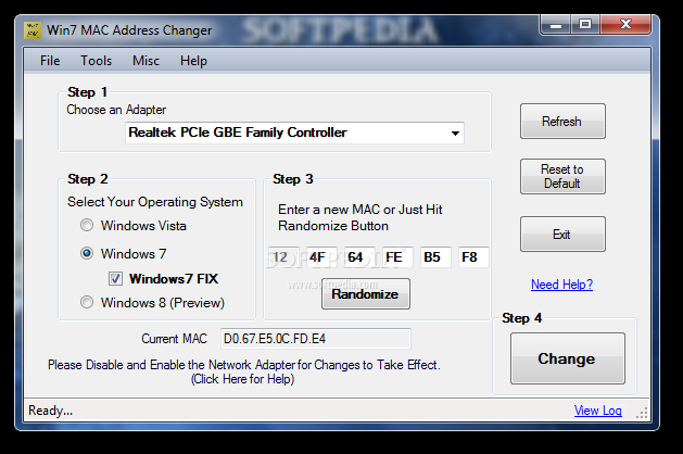 Win7 MAC Address Changer Portable