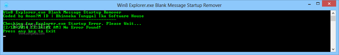 Win8 Explorer.exe Blank Message Startup Remover