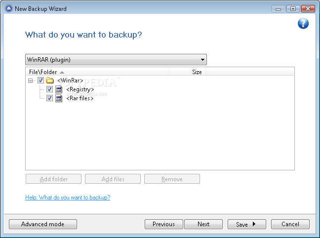 WinRAR Backup4all Plugin