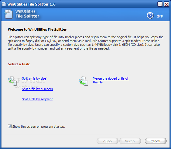 WinUtilities File Splitter