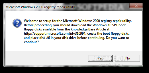 Windows 2000 Registry Repair Utility