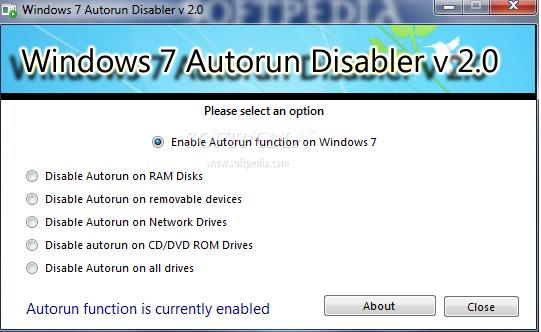 Windows 7 Autorun Disabler
