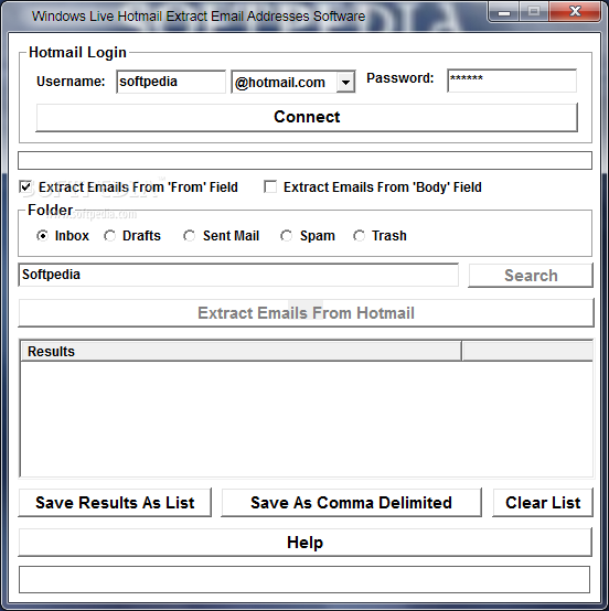 Windows Live Hotmail Extract Email Addresses Software