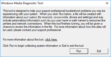 Windows Media Diagnostic Tool