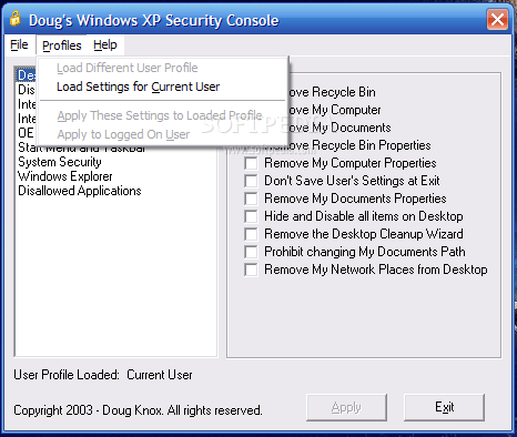 Windows XP Security Console