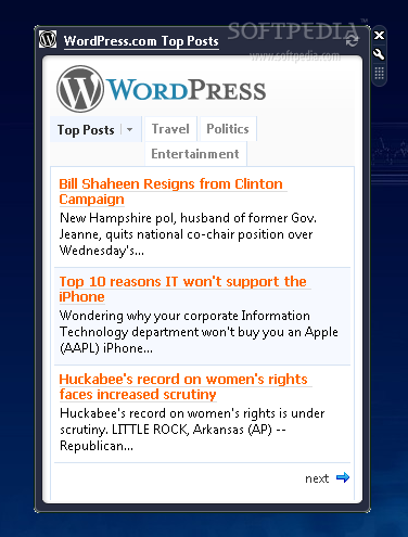 Wordpress Vista Gadget