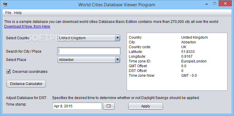 World Cities Database Viewer Program