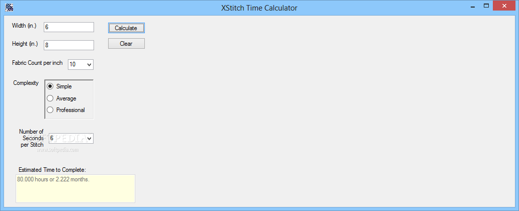 XStitch Time Calculator