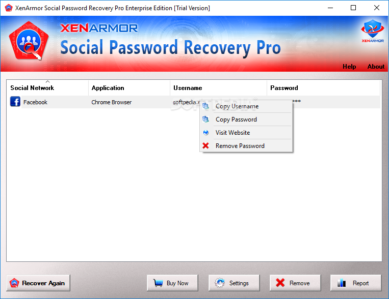 XenArmor Social Password Recovery Pro