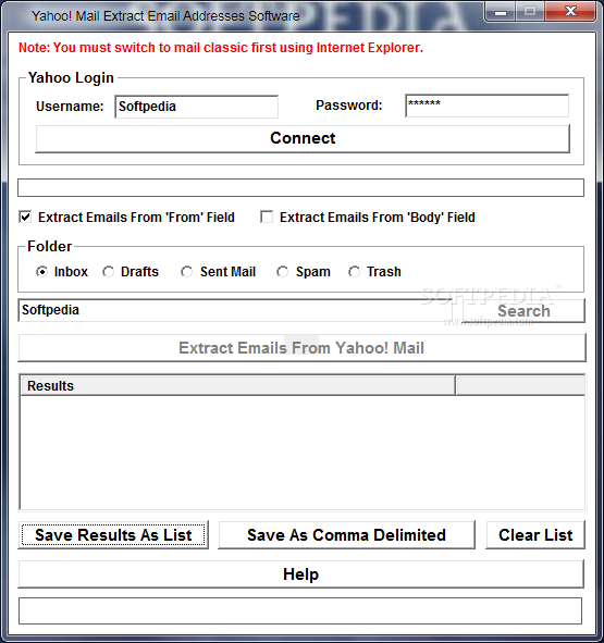 Yahoo! Mail Extract Email Addresses Software