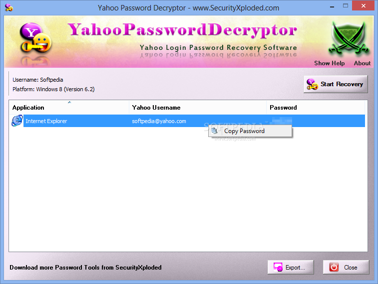 Yahoo Password Decryptor Portable
