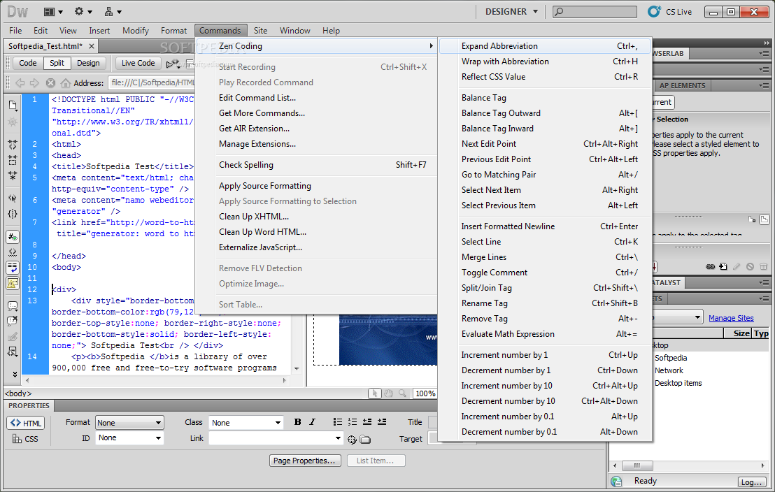 Zen Coding for Adobe Dreamweaver