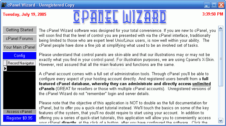 cPanel Wizard