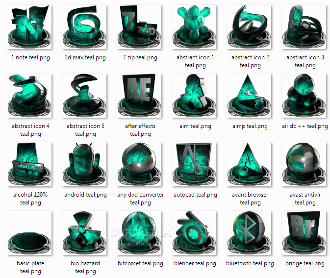 chrome and teal icons