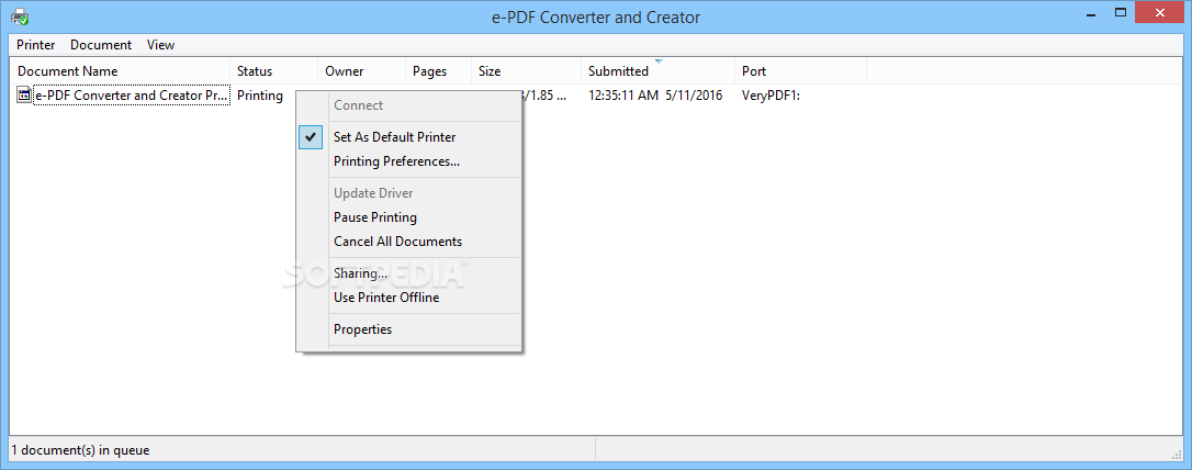 e-PDF Converter and Creator Printer