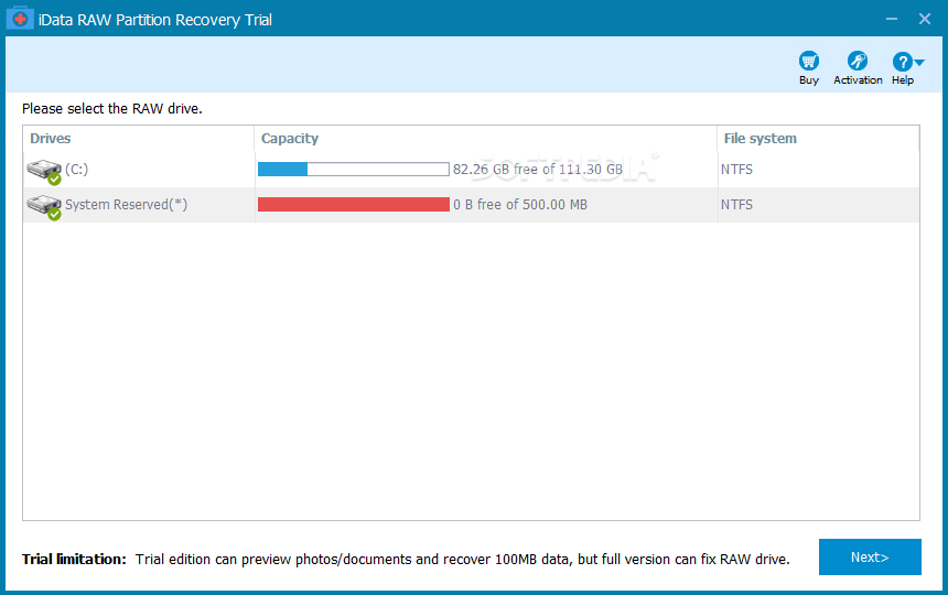 iData RAW Partition Recovery