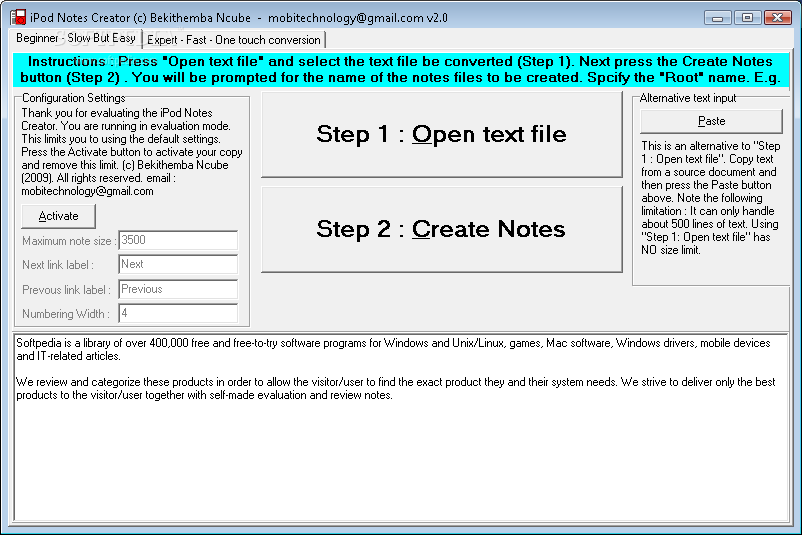 iPod Notes Creator iPod Notes Creator