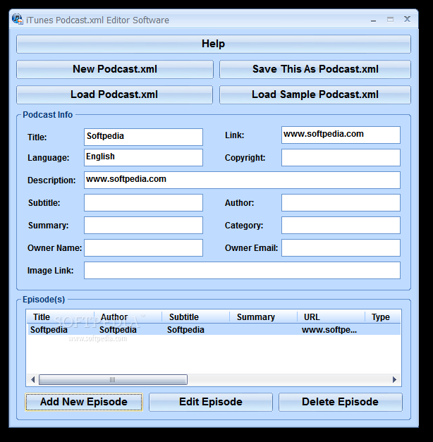 iTunes Podcast.xml Editor Software