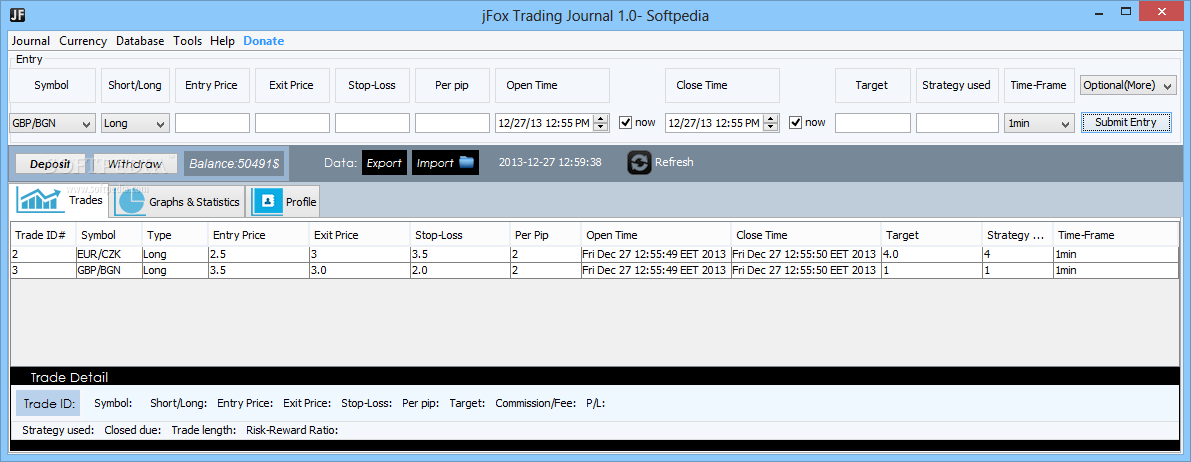 jFox Trading Journal
