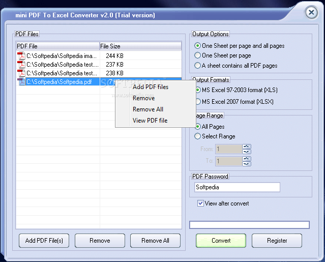 mini PDF to Excel Converter